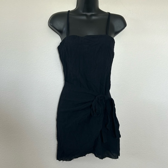 Princess Polly Forest Hunt Black Square Neck Tie Wrap Skirt Mini Dress - Picture 5 of 13